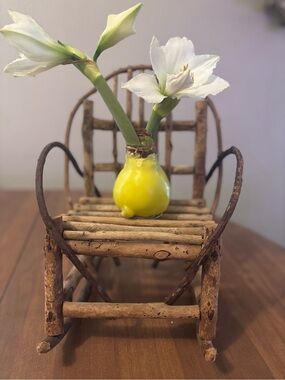 Handmade Rustic Wooden Twig Folk Art Miniature Rocking Chair. 14 in high